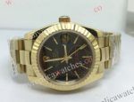 Replica Rolex Datejust Black Face All Gold Case Mens Watch 